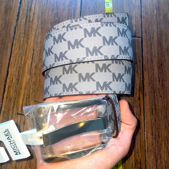 Michael Kors Accessories - Gray Michael Kors Wide logo belt monogram leather belt